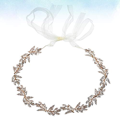KESYOO Metal Leaf Bridal Belt Wedding Crystal Dress Belt Bridal Waist Chain Beautiful Accessory (Golden)2