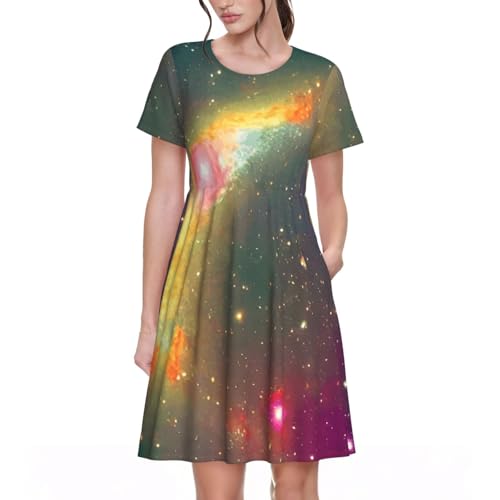 Robe d'été motif galaxie chic pour fête décontractée et vacances de femme