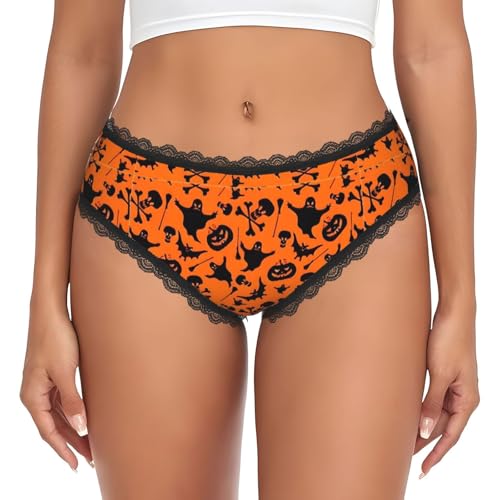 LMNvbz Bragas estampadas para mujer, con encaje, suaves, transpirables, de cobertura completa, para un uso diario cómodo, Negro, M