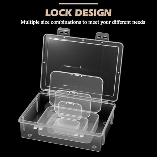 Image of SATINIOR 24 Packs Small Clear Plastic Beads Storage Containers Box with Hinged Lid for Storage of Small Items, Crafts, Jewelry, Hardware(Multiple Sizes)