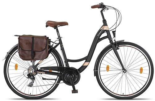 Miniatura 6 de Licorne Bike Stella Plus Premium City Bike Bicicleta De Aluminio Para Niñas, Niños, Hombres Y Mujeres 21 Velocidades Bicicleta Holanda 28 Pulgadas, Negro