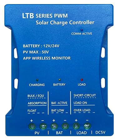 Y&H Bluetooth-Regler 30A PV max 50V Bluetooth-Solarregler 12V/24V Solarpanel-Regler Intelligente PWMs für Blei-Säure LiFePO4 und Lithium Batterien