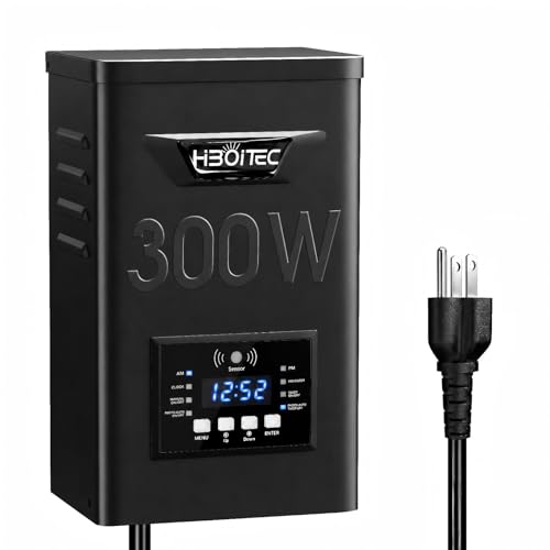 Image of HIBOITEC 300W Low Voltage Transformer with Dusk to Dawn Photocell Timer | 120V AC to 12 /15V AC, Instant Memory After Outage, IP65 Weatherproof Outdoor Landscape Lighting Transforme, 6 Modes