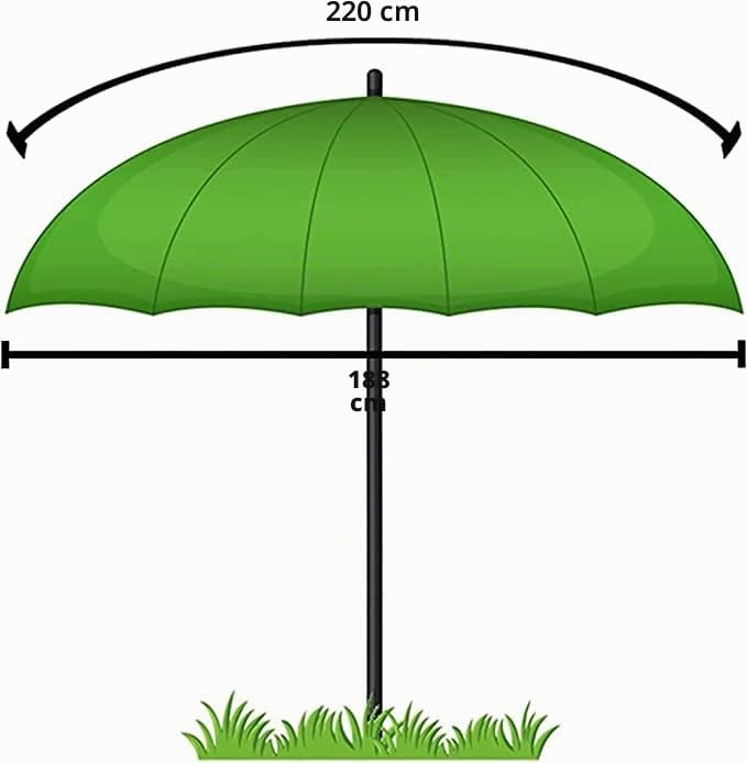 PHOENIX 91309 Paraguas de pesca Ø220 cm paraguas de pesca con capa, soporte y estacas de tierra, protección de la lluvia, el viento, el frío y los rayos UV, para 3 hombres y equipo, funda GRATIS