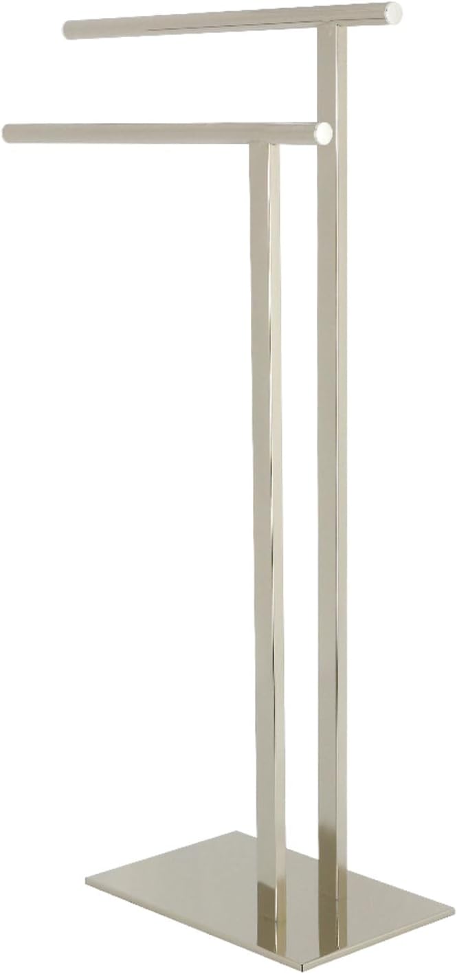 Kingston Brass SCC6036 Edenscape 32-7/16" Freestanding Pedestal 2-Tier L-Shape Towel Rack, Polished Nickel