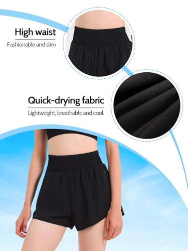 Kefiyis Running Shorts Womens High Waisted 2 in 1 Sports Shorts with Zipper Pocket Quick Dry Workout Athletic Shorts - Image 5