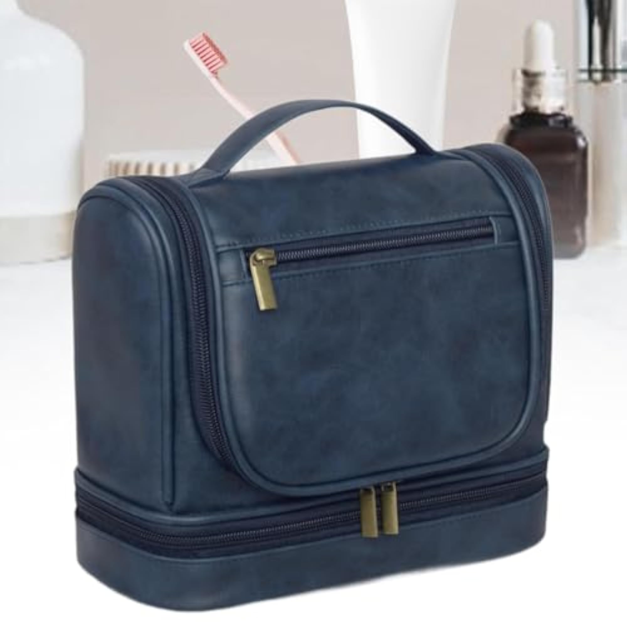 Travel Toiletry Bag with Hanging Hook, Dark Blue