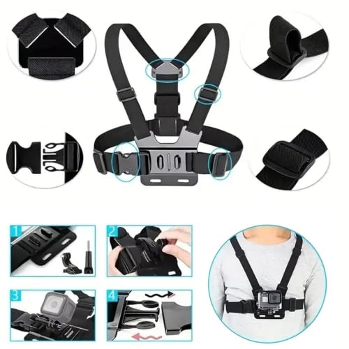 Accesorios de cámara de acción con kit de correa elástica para pecho de ciclismo seguro 4