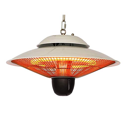 Elektrische hängende Regenschirmheizung Terrassenheizung Außen Infrarotheizung, 3 Leistungseinstellungen, für Außen- / Innenbalkon, Silber, 1500W
