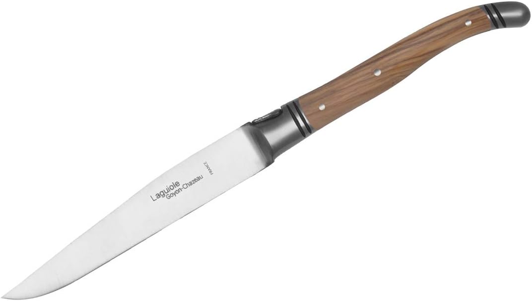 Goyon-Chazeau Laguiole Olive Wood Steak Knife. Blade Length: 11.6 cm