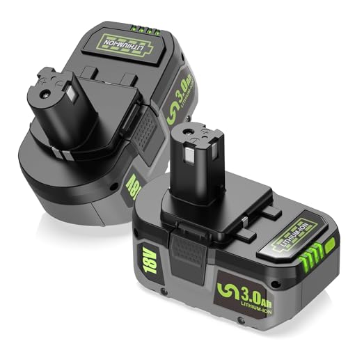 2x 18V 3Ah Replacement for Ryobi ONE+ Battery RB18L50 RB18L40 RB18L25 RB18L20 RB18L15 RB1840X RB1820C P122 P108 Compatible with ONE plus Patio Cleaner Grass Pole Hedge Trimmer Corner Palm Sander