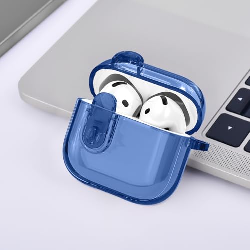 Image of (with Safety Lock) VISOOM 2025 Clear Cases for Airpods iPods 4 Case Cover Women, Bling Airpod iPod 4 Case Soft 4th Gen Air Pods iPods Cases with Keychain for Apple Headphones Airpods4 Generation-Blue