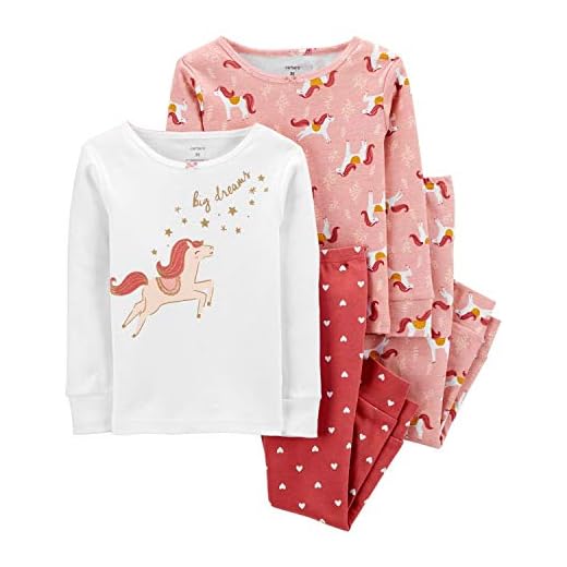 Conjunto de Pijama Carter's 4 Peças Algodão Inverno Unicórnio Rosê Bebê Menina (2 Anos)