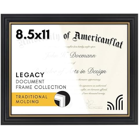 Americanflat 8.5x11 Diploma Frame in Black and Gold Cover