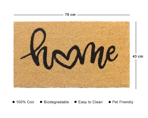 Urbanooks UNDM-CMHS Coir Doormat With Non-Slip Pvc Back, 30 Inchx17 Inch Large Size, Natural, Indoor And Outdoor Mat, Dirt Trapper, Doormats For Front Door, Home With Heart thumb #2