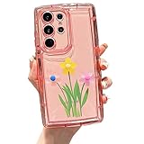 Nadoli Leuchtend Silikon Blume Hülle für Samsung Galaxy A13 4G,Fluoreszierend Licht im Dunkeln Weich Gummi Rückseite Handytasche Stoßfest Flexibel TPU Schutzhülle,Rosa