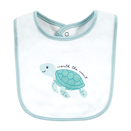 Image of Hudson Baby Unisex Baby Cotton Bibs, Sea Turtle, One Size