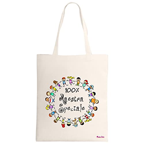 Pazza idea borsa poliestere ecru 34x39 scritta