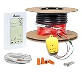 DR. INFRARED HEATER DR-9FH22300, 300 Sqft 240V Electric Radiant Floor Heating Cable Kit with WiFi Thermostat and Installation Monitor, App Control