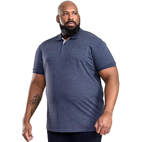 D555 Mens Big & Tall Regular Fit Polo T Shirt Smart Casual Short Sleeve Summer Tee Tops Denim, XXL Plus Cover