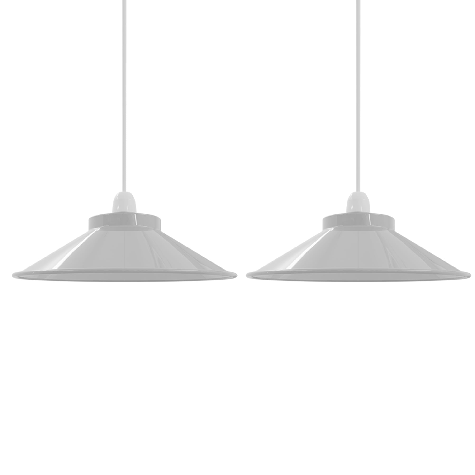 DCVOLTAGE Retro Modern Metal White Lamp Shades Set of 2 Ceiling Light Shades, Vintage Industrial Easy Fit Country Style Bulb Guard, Task Pendant Lighting Bedroom, Kitchen