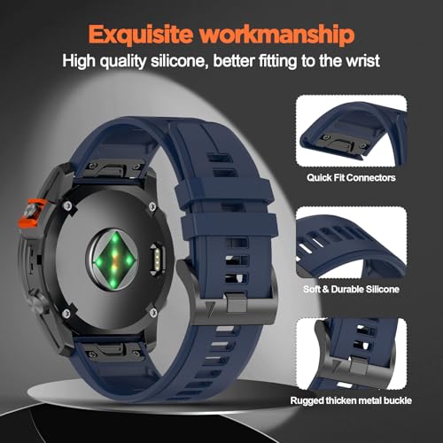 Image of XMUXI Compatible with Garmin Fenix E /Fenix 8 AMOLED 47mm /Fenix 7 /7 Pro /6 /6 Pro /5 /5 Plus Watch Band Quickfit 22mm Silicone Straps for Forerunner 965 955 /Approach S70 47mm /Instinct 2 /quatix 7