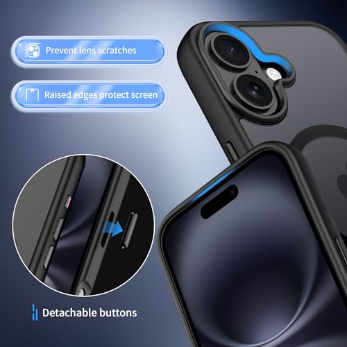 Image of CACOE Magnetic Case for iPhone 16 6.1 inch, Matte Black
