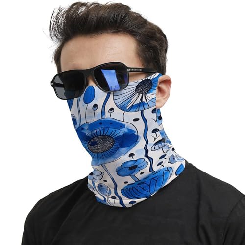 Neck Gaiter White Blue Ink Face Mask for Travel Face Cover Scarf for Men Women Elastic Headbands Wind-proof Bandana for Skiing Fishing Hiking Cycling2