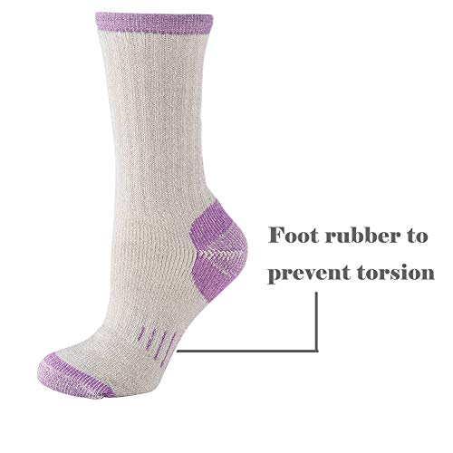 Image of 70% Merino Wool Women Crew Socks - Hiking Outdoor Athletic Thermal Thickening Cushion