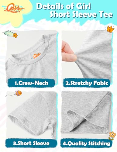 Boys Shirts 6-Pack Short Sleeve Toddler Boy Tshirts Round Neck T Shirts Cotton Basic Tees Summer Tops Kids T-Shirt Size 2-10Y4