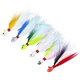 Vzuiwkfmr 6-Piece Bucktail Jigs Metal Fishing Jig Heads Saltwater Vertical Jigging Lures Ideal for Mahi-Mahi Marlin Wahoo and Tuna Fishing 0.25oz - 3.00oz (17.5cm/6.89in 56g/1.98oz 6pcs)