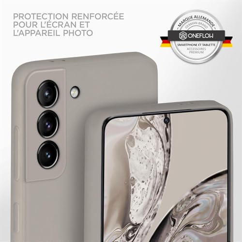 Coque silicone Samsung S21 bords surélevés antichoc ONEFLOW taupe