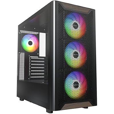 MONTECH XR Wood, Genuine Black Walnut Front, ATX PC Gaming Case, Glass Side Panel, 4 Pre-Installed GF120 ARGB PWM Fans, Black