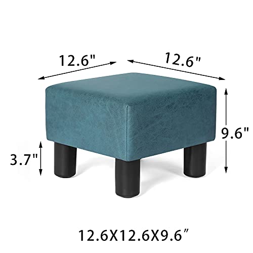 Joveco Square Ottoman Fabric Foot Rest Stool Small Footstool (Square Suede Blue) #TOP2