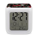 FodPand Bella sveglia regalo rosa per camera da letto orologio digitale con 7 colori che cambiano luce notturna grandi numeri LED orologi elettrici visualizzazione della temperatura orologi da