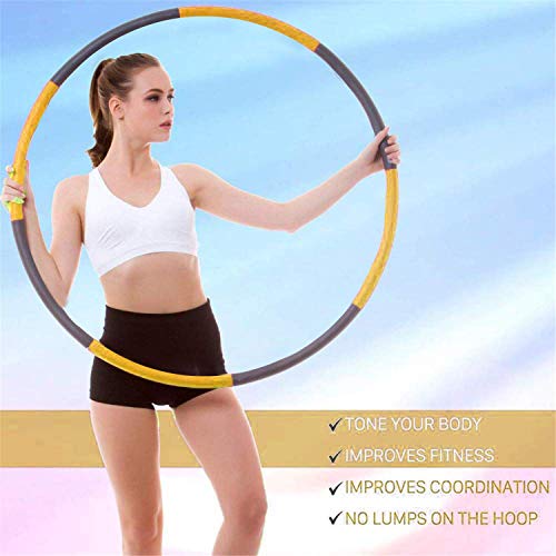 Hoola Hoops for Adults - Weighted Hoola Hoops for Exercise - Hoola Hoop for Kids, 2lb Weighted Hoola Hoop, 8 Detachable Sections - Professional Hoola Hoops (Yellow)