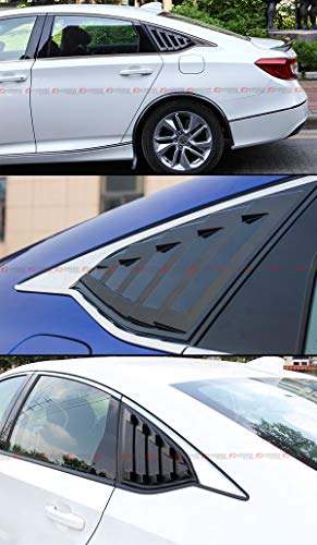 Gloss Black Jdm Style 1/4 Quarter Panel Rear Side Window Louver Vent Shade Compatible With 2018-2021 Honda Accord Model #TOP3