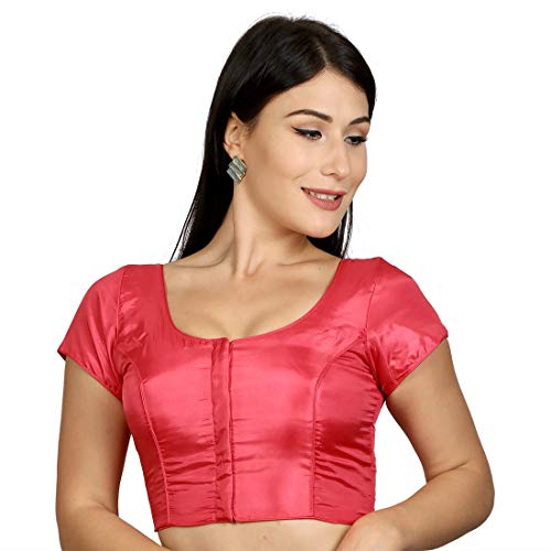 GLOBON FASHION Designer Women's Party Wear Bollywood Readymade Indian Style Saree Pink Blouse Padded Brocade Choli (XS 32)