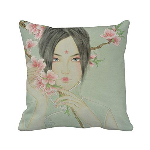Coussin de lit imperméable aux taches polyester style chinois carré - 2