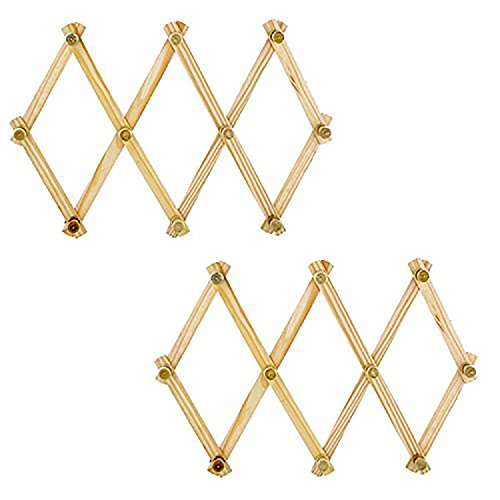 Expandable Wood Wall Rack, Durable Design, Metal Screws and Hangers, 11 7/8" x