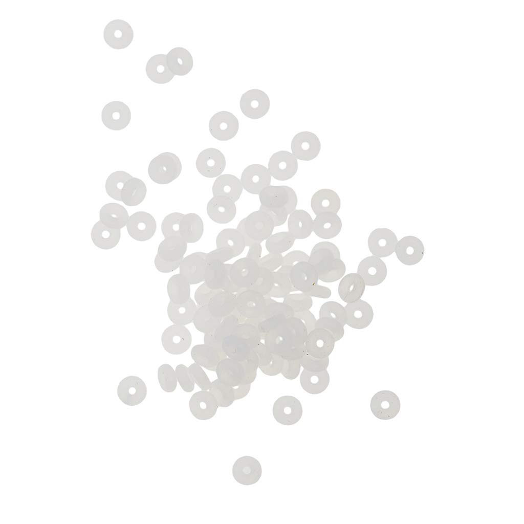 yotijar 100 5mm Silicone Rubber Stoppers Bead Spacer Bracelet Charm Jewelry DIY - Clear, 5x2mm