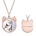 Personalisierte Halskette mit Foto Graviert Silber 925 Katzen Form Anhänger Frauen Mädchen Halskette Schmuck Souvenir Geschenk Geschenk für Muttertag Valentinstag (Silber)