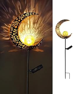 KALAHOL Solar Lights Outdoor Garden, Moon Lamp Garden Ornaments Outdoor, IP65 Waterproof Outdoor Solar Lights, Glass Ball Garden Solar Lights, Garden Decor for Patio (Warm White)