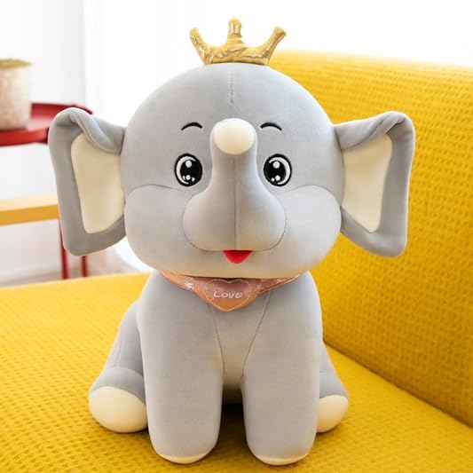 Image of SCOOBA Adorable Crown Elephant Soft Toy 25cm (Elephant 25cm Grey Color)
