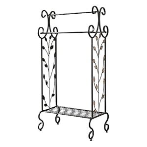 Kingsbrandfurnitureblackmetalwithgoldleaffreetowelrackstandwithshelf Urban Country Home Decor Kings brand furniture black metal with gold leaf free towel rack stand with shelf urban country home decor
