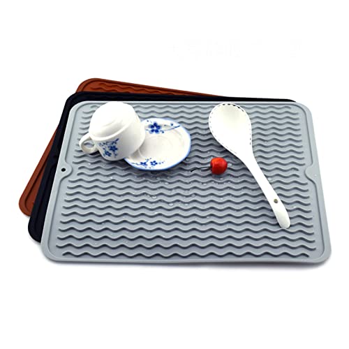 BROSEBEAQ Abtropfmatte Silikon,Abtropfmatte Geschirr,40x30cm Abtropfgestell Geschirr,Abtropfmatte Küche,Spülbeckenmatte ​für Bar,Spülmatte Abtropfmatte,Abtropfablage,Spülmatte für Spülbecken Cover