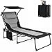 Clevich XXL Sonnenliege klappbar mit Dach, 199 × 66 cm extra breit, gepolstert, Liegestuhl verstellbar mit 5 Rückenlehnen und 2 Beinpositionen, bis 150 kg belastbar, für Pool, Garten, Balkon