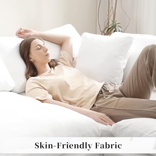 Image of Modular Sectional Sofa Cloud Couch,Down Filled Comfy Cloud Modern Sofa,White Linen L Shape Oversized Couch Cushion Covers Removable Furniture for Living Room
