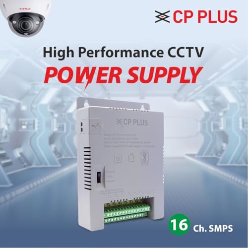 Image of CP PLUS 16 Channel CCTV Power Supply SMPS | 12V 8A High Efficiency Adapter with LED Indicators | EMI Filter | Overload & Short Circuit Protection for Dome, Bullet & PTZ Cameras |CP-DPS-PD16V2-12D