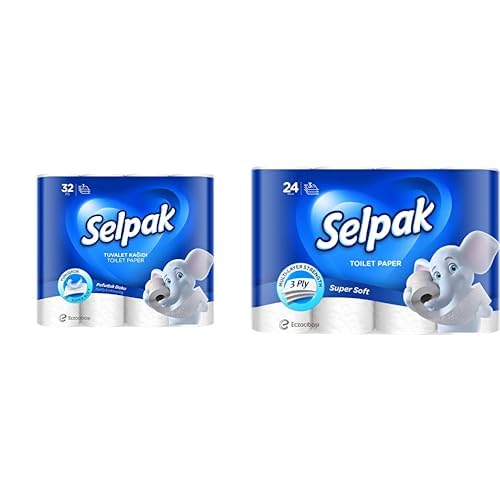 Selpak Tuvalet Kağıdı, 32'li, 1 Paket (1 x 32 Adet), 2.83 kg + Selpak Tuvalet Kağıdı 24'lü